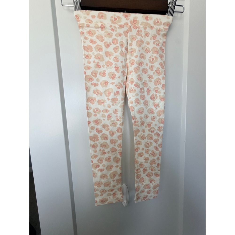 Crewcuts Girls Pink Peach Leopard Floral Leggings Full Length Size 4_152